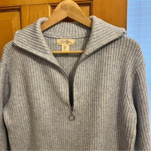 Blue Knit Quarter Zip Sweater